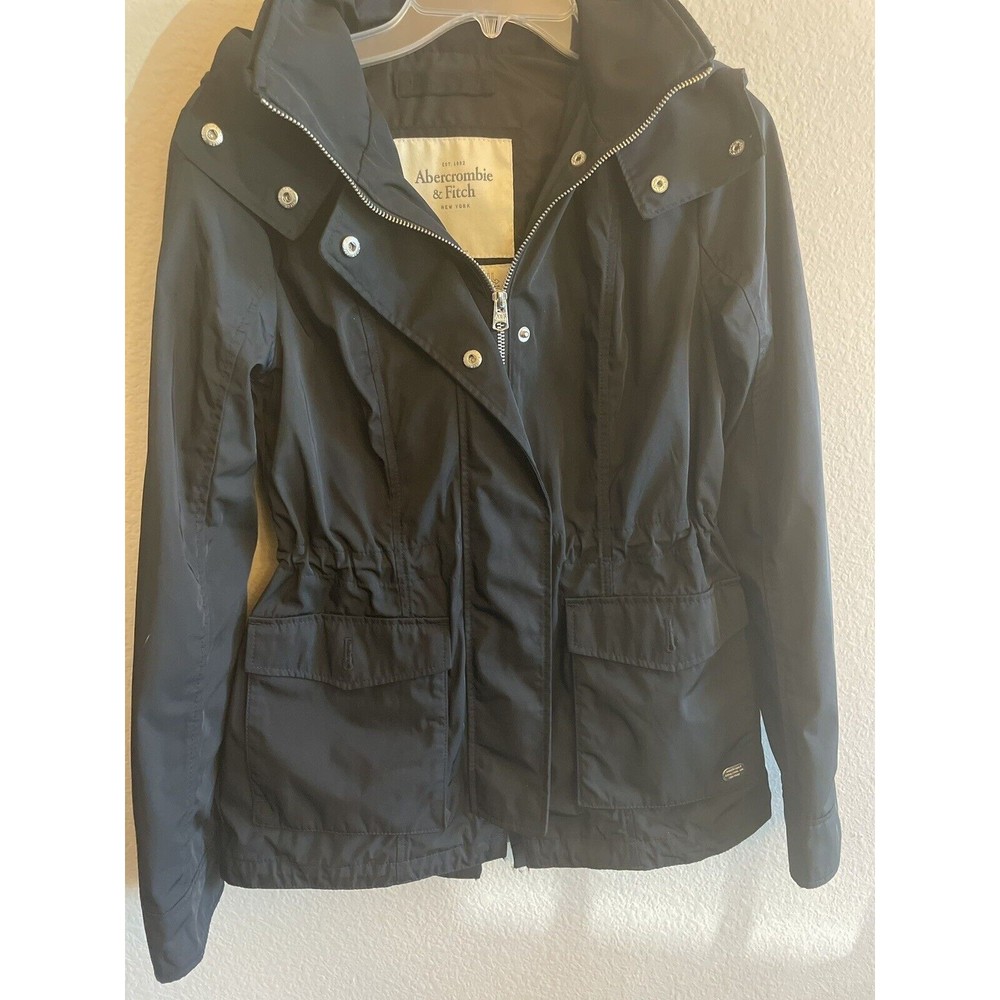 Abercrombie Fitch A&F Nylon Parka-Water & Wind Resistant-Hooded-Black-Womens S
